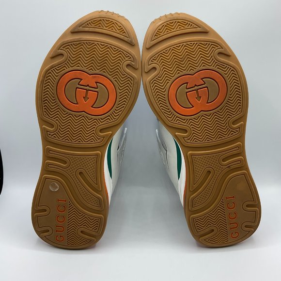 Gucci Ultrapace Leather & Mesh Sneakers White Blue Mens Size UK 10 US 10.5 - Picture 8 of 13